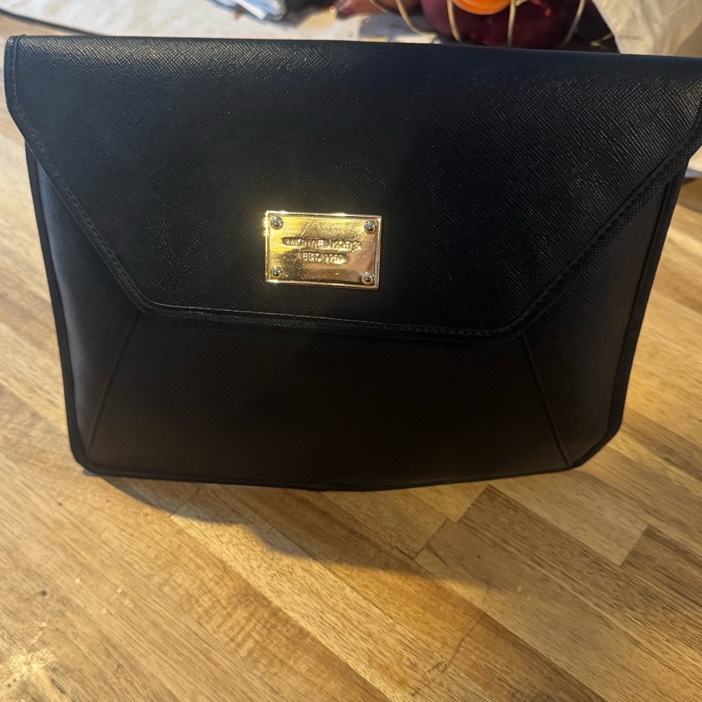Michael Kors Black Clutch with Gold Accent
